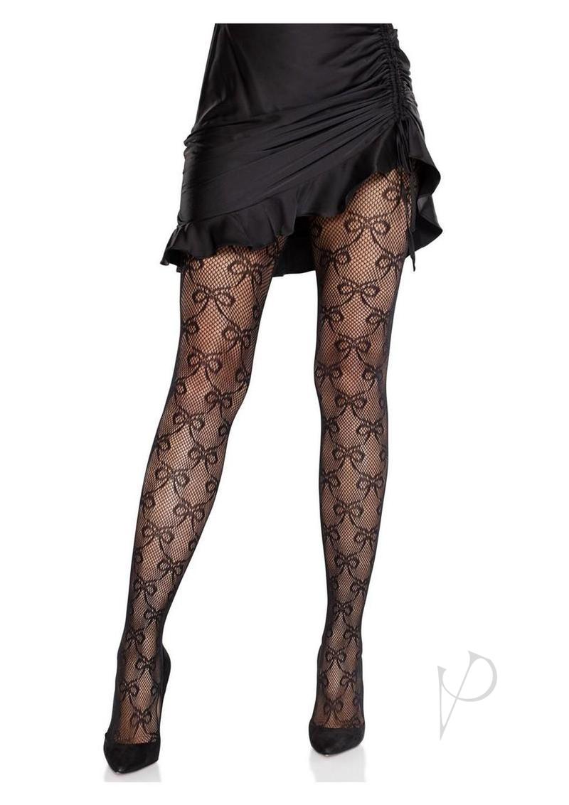 Bow Net Tights Blac… - image