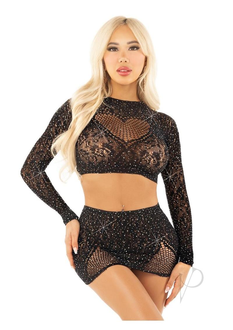 Rhinestone Lace Crop - image
